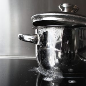 pot, pan, cooking, overcooking, overcooked, cook, kitchen, stove, preparation, eat, food, prepare, metal, anisotropic, stainless steel, gray kitchen, gray cooking, gray eating